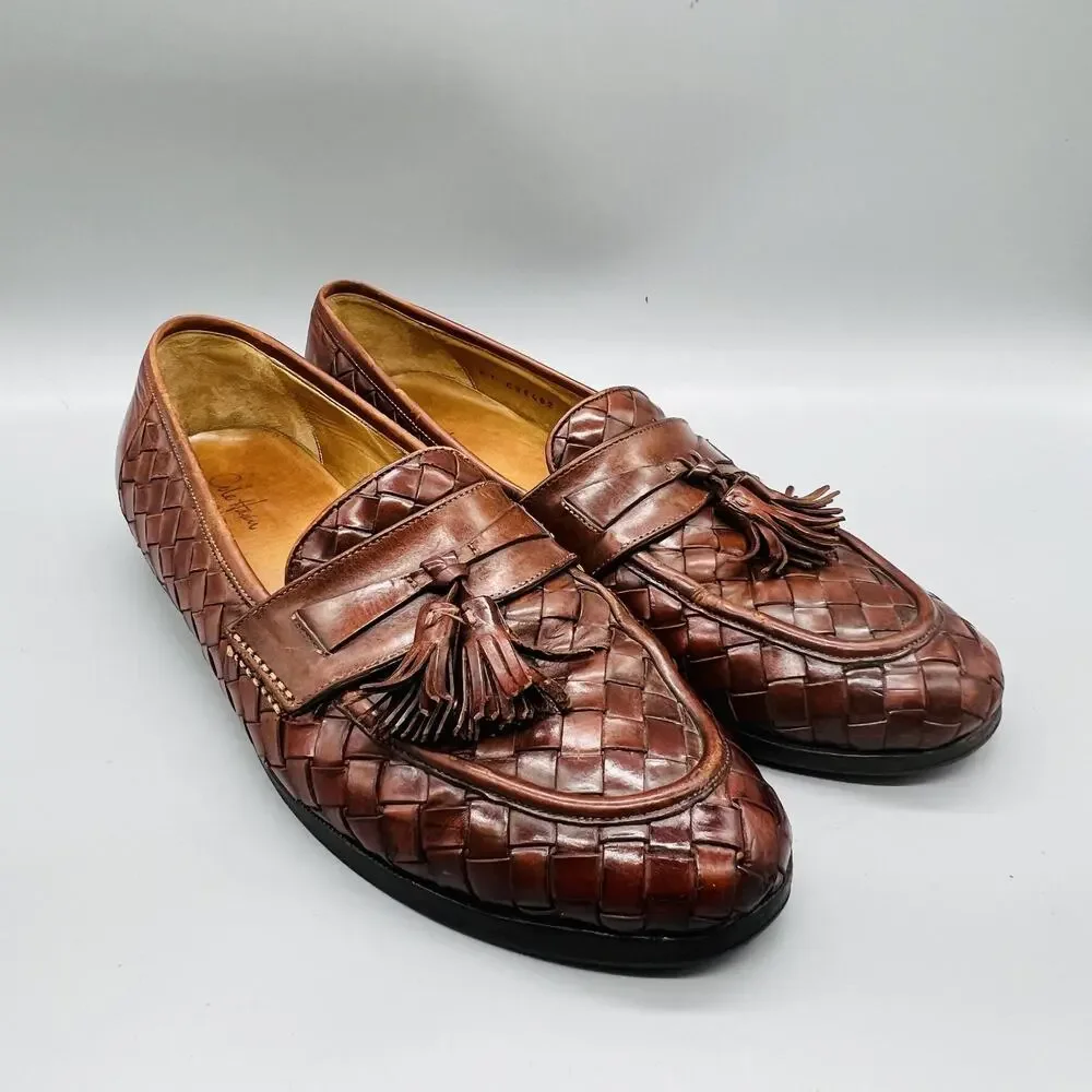 Cole Haan Shoes Mens 10.5 Brown Leather Collection Woven Tassel Loafers Dress